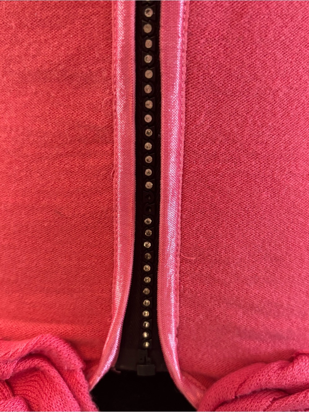 Pink Rosette Rhinestone Zip Cardigan Coquette Cottagecore Fairycore Sweater Med - Picture 4 of 12